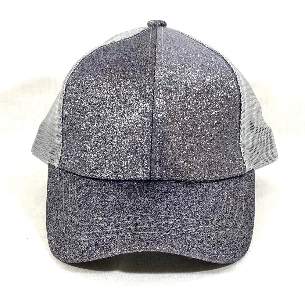 PonyCaps Ponytails Glitter Baseball Cap Gray Hat